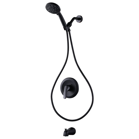 Wowow Single Handle 8-Spray Tub and Shower Faucet 1.8 GPM in Matte Black Valve Included