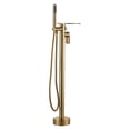 thumbnail image 1 of Wowow Single-Handle Floor Mount Freestanding Tub Faucet with Hand Shower and Waterfall Spout in Gold, 1 of 5