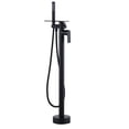 thumbnail image 1 of Wowow Single-Handle Floor Mount Freestanding Tub Faucet with Hand Shower and Waterfall Spout in Matte Black, 1 of 7