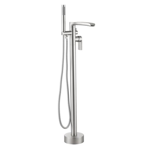 Wowow Single Handle Freestanding Tub Faucet with Hand Shower in Brushed Nickel