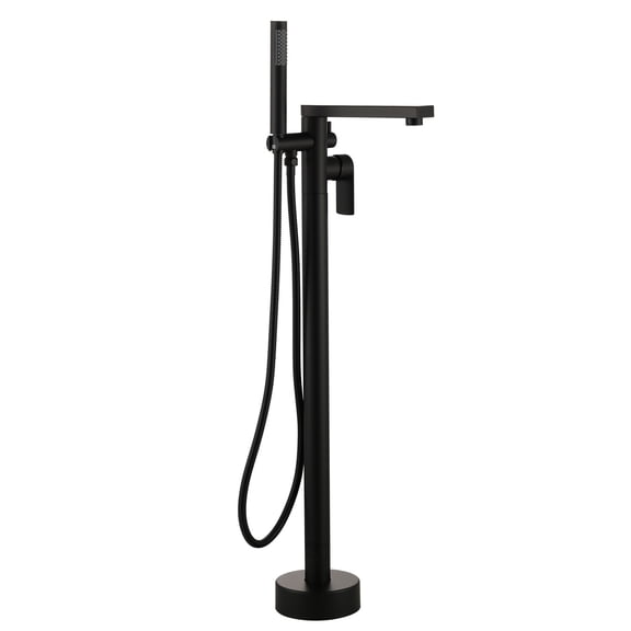 Wowow Single Handle Freestanding Tub Faucet with Hand Shower in Matte Black