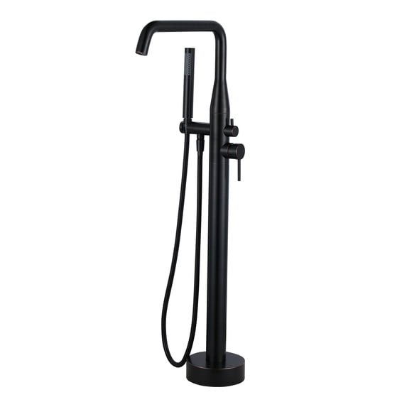 Wowow Single Handle Freestanding Tub Faucet with Hand Shower in Oil Rubbed Bronze