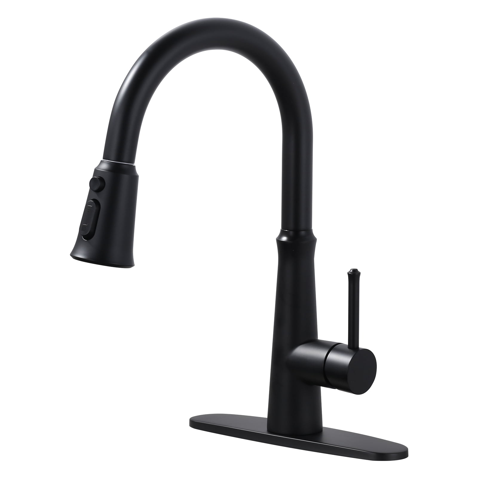 Matte Black Stainless Steel Pull-Down Kitchen Faucet with Spray