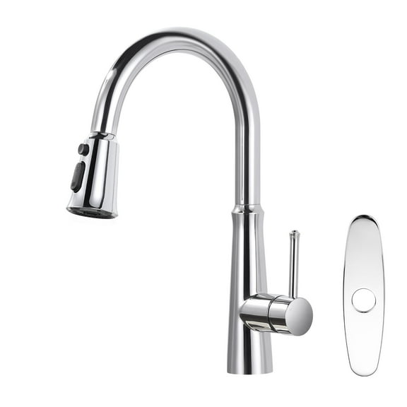 Wowow Single-Handle Pull-Down Sprayer Kitchen Faucet Stainless Steel in Polished Chrome