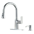 thumbnail image 1 of Wowow Single Handle Pull Down Sprayer Kitchen Faucet with Soap Dispenser in Vibrant Stainless Steel in Polished Chrome, 1 of 5