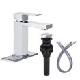 thumbnail image 1 of Wowow Single Handle Single Hole Bathroom Faucet with Supply Line and Deckplate in Polished Chrome, 1 of 9