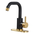 thumbnail image 1 of Wowow Single Handle Stainless Steel Bar Faucet with Supply Lines and Deckplate in Black and Gold, 1 of 9