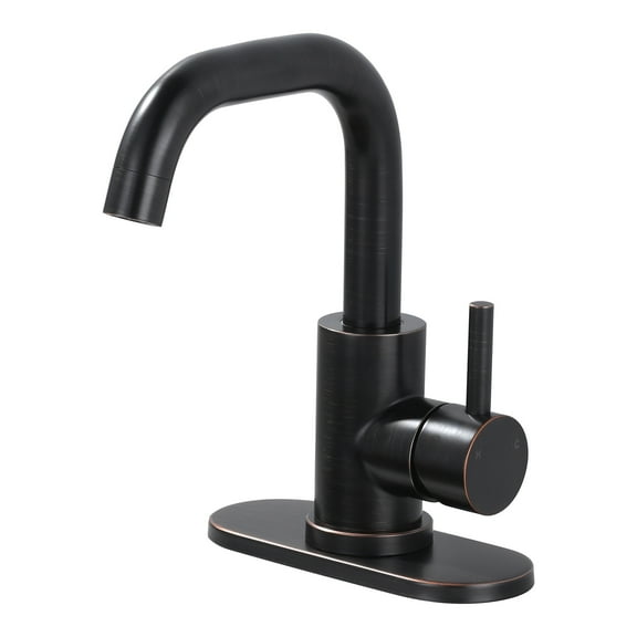 Wowow Single Handle Stainless Steel Bar Faucet with Supply Lines and Deckplate in Oil Rubbed Bronze