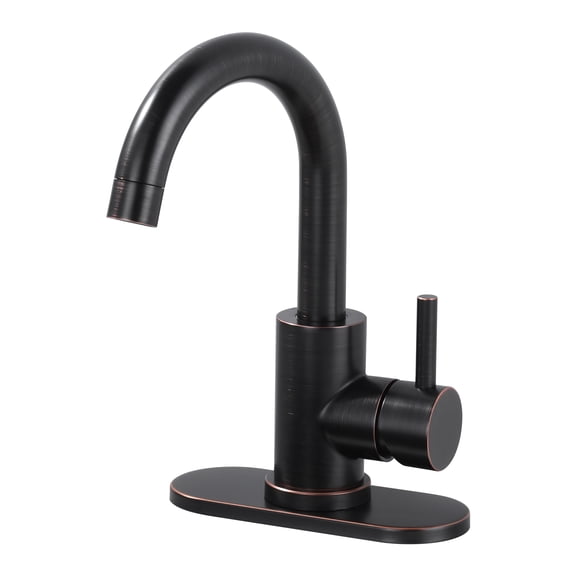 Wowow Single Handle Stainless Steel Bar Faucet with Swivel Spout and Deckplate in Oil Rubbed Bronze
