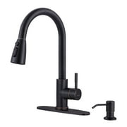 Wowow Single Handle Stainless Steel Pull Down Kitchen Faucet Oil Rubbed Bronze with Soap Dispenser