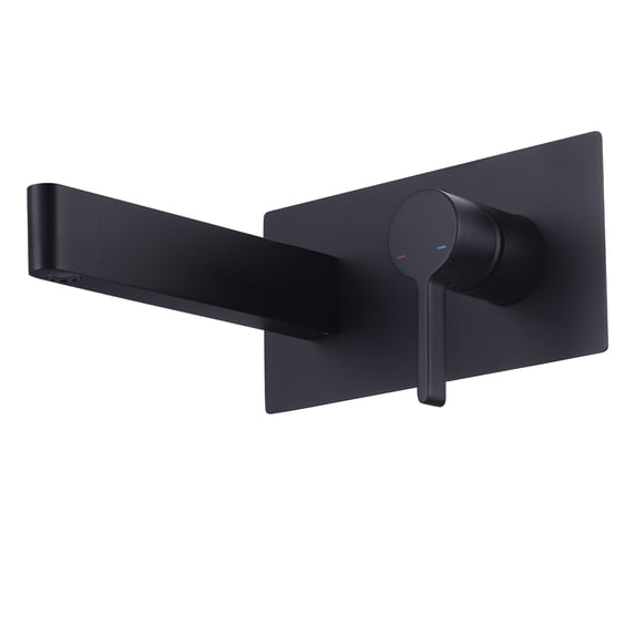 Wowow Single Handle Wall Mounted Bathroom Faucet with Solid Brass Rough Valve in Matte Black