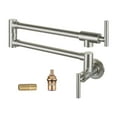 thumbnail image 1 of Wowow Solid Brass Pot Filler Faucet Wall Mount with Stretchable Double Joint Swing Arm in Brushed Nickel, 1 of 7