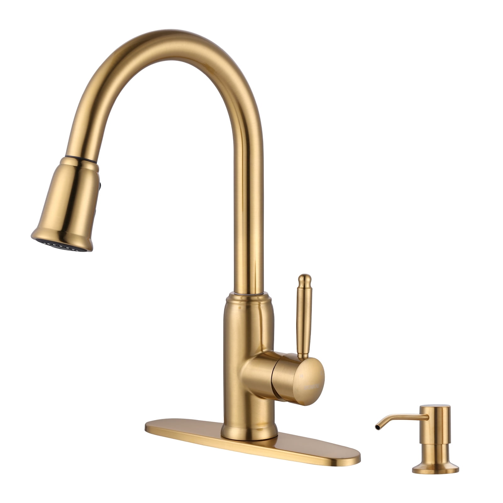 Wowow Stainless Steel Kitchen Faucet with Soap Dispenser, Gold Kitchen Faucet for Sinks