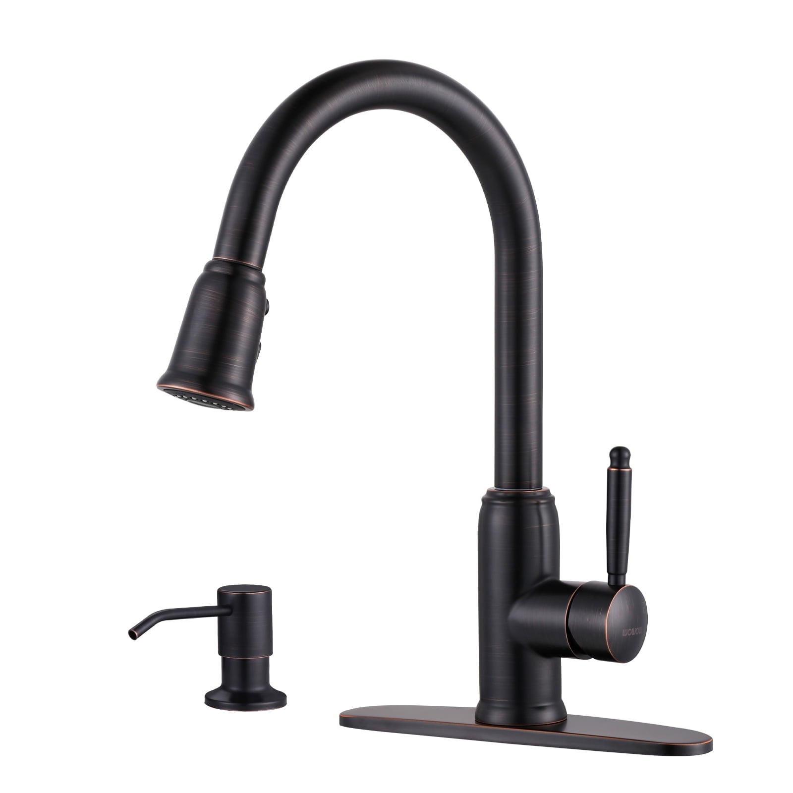 Wowow Stainless Steel Kitchen Faucet with Soap Dispenser, Oil Rubbed ...