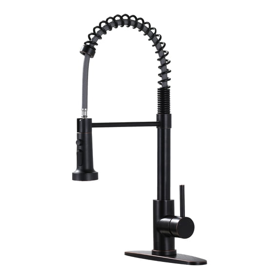 Wowow Stainless Steel Single Handle Pull Down Sprayer Kitchen Faucet in Oil Rubbed Bronze