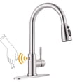 thumbnail image 1 of Wowow Touchless Single Handle Pull Down Sprayer Kitchen Faucet with Deck Plate in Brushed Nickel, 1 of 5
