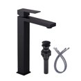 thumbnail image 1 of Wowow Vessel Sink Faucet Black, Single Handle Tall Bathroom Faucet, Single Hole Lavatory Vanity Mixer Bar Tap with Pop Up Drain and Faucet Supply Lines, 1 of 6