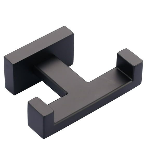 Wowow Wall Mount Knob Double Robe/Towel Hook in Matte Black