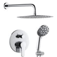 thumbnail image 1 of Wowow Wall Mount Single Handle 2-Spray Shower Faucet 1.8 GPM with 12 in. Round Shower Head in Polished Chrome, 1 of 8