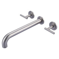 Wowow Wall Mount Tub Filler Brushed Nickel Bathtub Faucets with 12 in. Long Spout Reach and Brass Rough in Valve