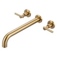 thumbnail image 1 of Wowow Wall Mount Tub Filler Faucets,High Flow Wall Mounted Bathtub Faucet with Two Handles and 12" Long Spout, Gold, 1 of 8