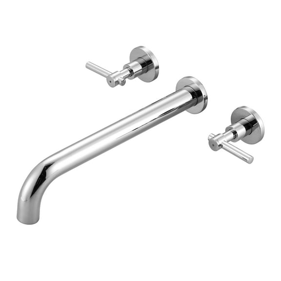 Wowow Wall Mount Tub Filler Faucets,High Flow Wall Mounted Bathtub Faucet with Two Handles and 12" Long Spout, Polished Chrome