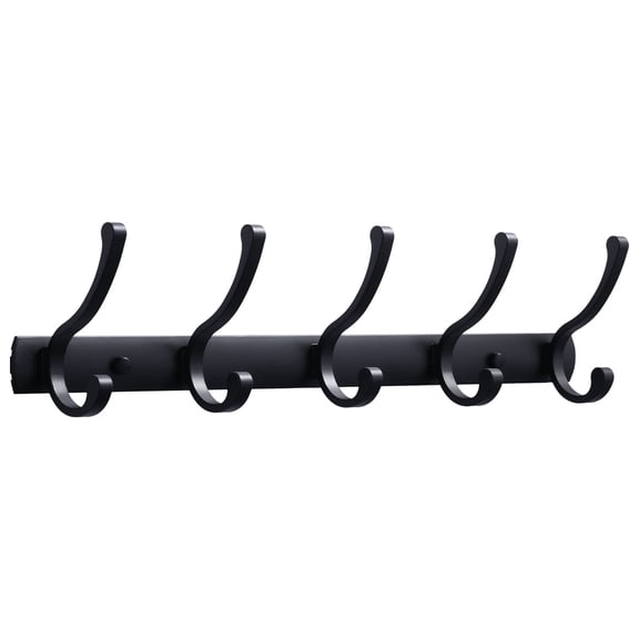 Wowow Wall-Mounted J-Hook Double Robe/Towel Hook in Black