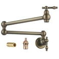 thumbnail image 1 of Wowow Wall Mounted Pot Filler with 2-Handles Double Joint Swing Arm in Antique Bronze, 1 of 6