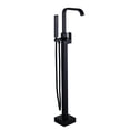 thumbnail image 1 of Wowow Waterfall Single-Handle Freestanding Tub Faucet with Hand Shower, Brass Floor Mounted Tub Filler Faucet in Matte Black, 1 of 7