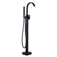 thumbnail image 1 of Wowow Waterfall Single-Handle Freestanding Tub Faucet with Handshower, Floor Mounted Tub Filler Faucet in Matte Black, 1 of 7