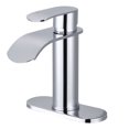 thumbnail image 1 of Wowow Waterfall Bathroom Faucet, Single Handle Vanity Faucet with Metal Pop Up Drain, Polished Chrome, 1 of 8