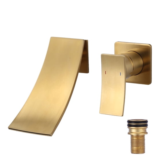 Wowow Waterfall Single Handle Wall Mounted Bathroom Faucet in Brushed Gold