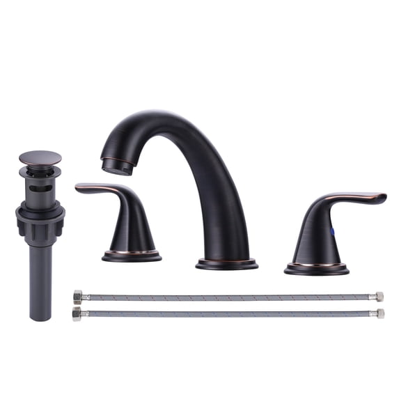 Wowow Widespread 2-Handle Bathroom Faucet in Oil Rubbed Bronze for Bathroom Sink with Pop Up Drain
