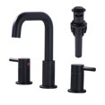 thumbnail image 1 of Wowow Widespread Double Handle High-Arc Bathroom Faucet with Pop-Up Drain in Matte Black, 1 of 7