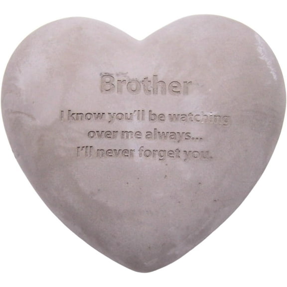 Wowser Brands Brother Heart Shaped Memorial Stone, Sympathy Gift, Remembrance Garden Accent, 6 inches