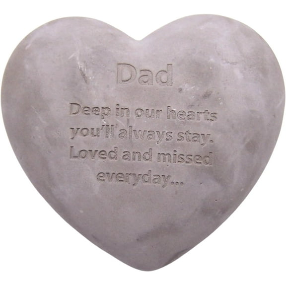 Wowser Brands Dad Heart Shaped Memorial Stone, Sympathy Gift, Remembrance Garden Accent, 6 inches