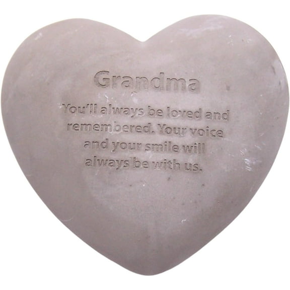 Wowser Brands Grandma Heart Shaped Memorial Stone, Sympathy Gift, Remembrance Garden Accent, 6 inches