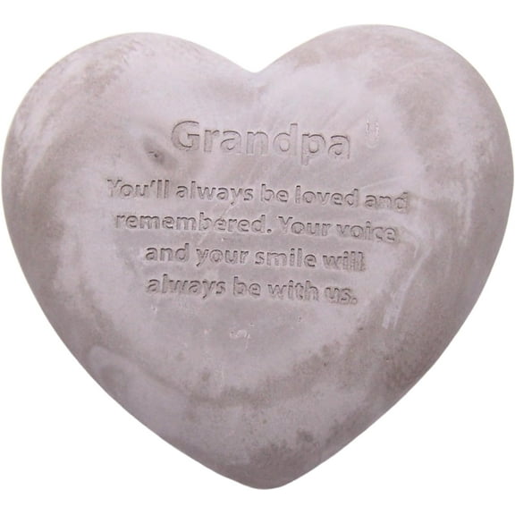 Wowser Brands Grandpa Heart Shaped Memorial Stone, Sympathy Gift, Remembrance Garden Accent, 6 inches