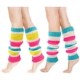 thumbnail image 1 of Wowstyle 2 Pairs Leg Warmers for Women 80s Ribbed Knit Leg Warmer Pack for Ballet Dance Figure Skating Yoga Party Neon, 1 of 7