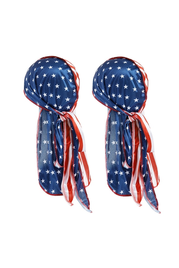 2Pcs Do Rags for Women Men Skull Cap Durag Flag Pattern Hat Beanie Head Scarf Sweat Doo Rags Helmet Liner Cycling Sports Bandana