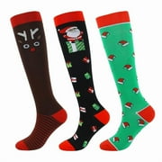 WOWSTYLE 3 Pairs Compression Socks for Women Knee High for Running Work Support Nurses Pregnancy Travel