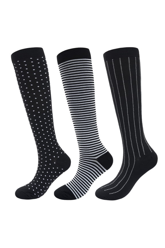 3 Pairs Compression Socks for Women Knee High for Running Work Support Nurses Pregnancy Travel