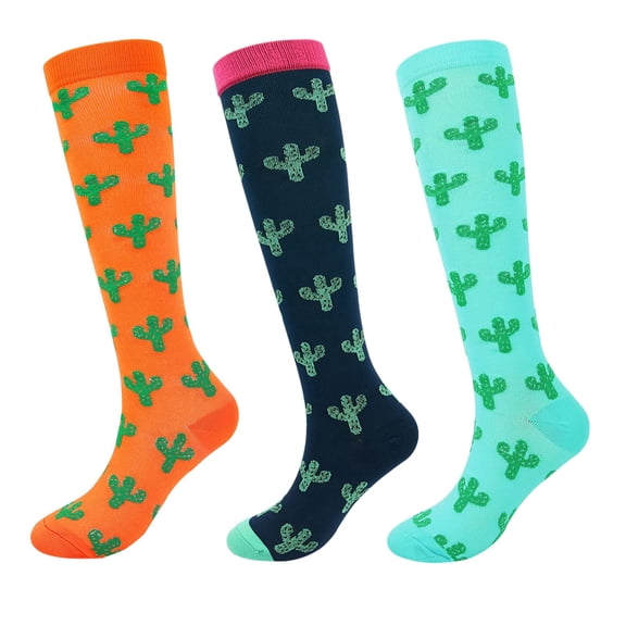 Wowstyle 3 Pairs Compression Socks for Women Knee High for Running Work Support Nurses Pregnancy Travel