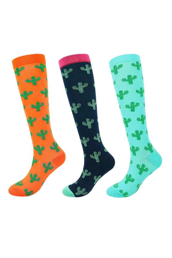 3 Pairs Compression Socks for Women Knee High for Running Work Support Nurses Pregnancy Travel