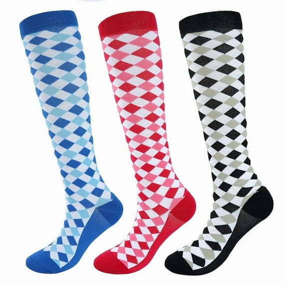 Wowstyle 3 Pairs Compression Socks for Women Knee High for Running Work Support Nurses Pregnancy Travel