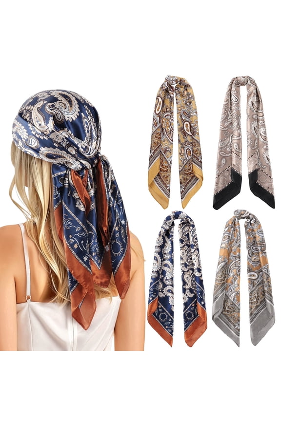 35" Large Square Satin Head Scarf Silk-Like Hair Scarf for Women Elegant Headwrap Bandana Head Wraps