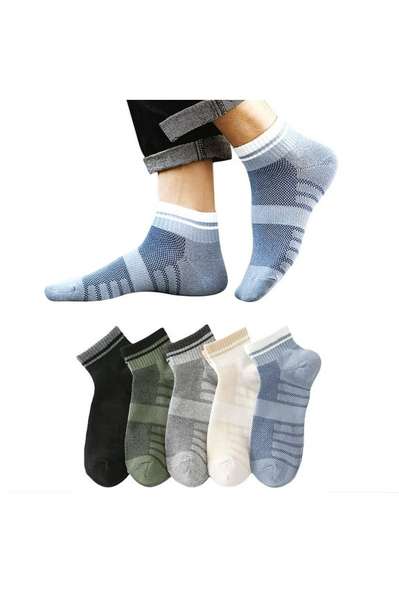 5 Pairs Men's Cotton Athletic Socks Thin Low Cut Tube Mesh Ankle Socks Size 10-13
