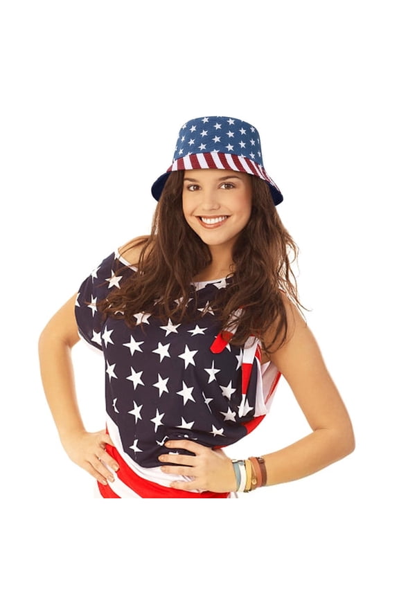 Bucket Hat Beach Fisherman Hats for Women Packable Flag Bucket Sun Hat UV Protection Reversible Double-Side-Wear