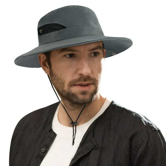Wowstyle Bucket Hats for Men Outdoor Breathable Sun UPF 50  Hat Adjustable Wide Brim Thin Bucket Hat for Fishing Hiking Camping, Dark Gray