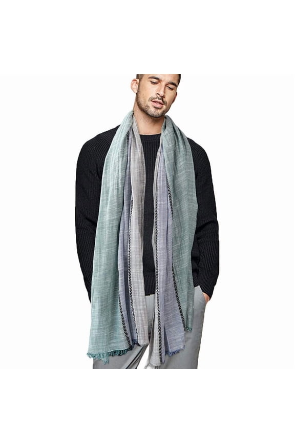 Color Block Linen Scarf for Men Long Neck Wraps Shawl Urbanstyle Scarf Gift for Men